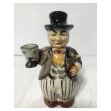 Ceramic portly man decanter w/ top hat stopper