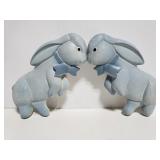 Blue chalkware bunnie pair