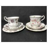 Pair of three piece ceramic tea sets