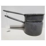 Porcelain enamelware grey double boiler