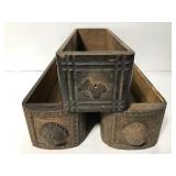 Three antique sewing drawers