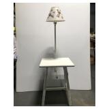 Vintage white table lamp w/ pressed flower shade