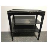 Vintage black painted three tier side table