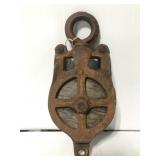 Old metal & wood pulley