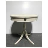 Vintage round white painted occasional table