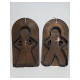 Old vintage copper ginderbread people cutters