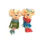 Two vintage rubber face elf mouse figures