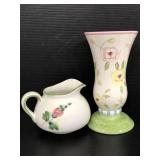 FTD painted ceramic vase & vintage pitcher