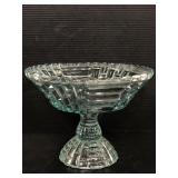Vintage blue glass compote pedestal dish