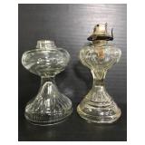 Two glass oil lamp bases