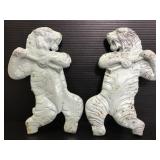 Two vintage tiger baseball cast iron plaques