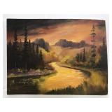 Signed original vintage landscape painting