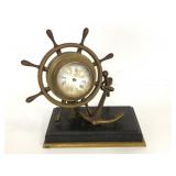 Brass heavy nautical ships helm desk clock