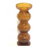 Tall amber crackle glass bubble vase