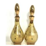 Two vintage frosted glass oil & vinegar bottles