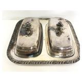 Double silver tone serving dish