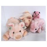 Four stuffed pig plushies & puppets