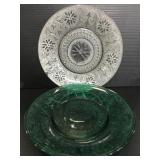 Two cut glass decorative plates