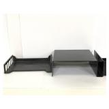 Two black plastic desk paper organizers