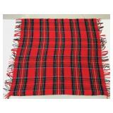 Plaid wool fringe throw blanket