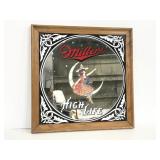 Vintage Miller high life framed bar mirror