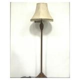 Vintage lamp with ornate suede lampshade