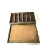 Two wooden party serving trays- one is divided