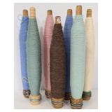 Lot of 7 vintage bobbins with thread