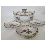 Vintage Japanese trinket box w/ 3 trinket dishes