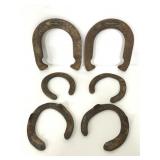 Lot of  forged steel horseshoes 2 lg. 4 sm.