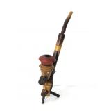 Vintage hand carved wooden folk art pipe