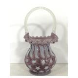 Art glass basket vase