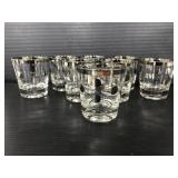 Eight vintage Libbey silver polka dot glasses