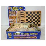 Solid wood family game night set in tin