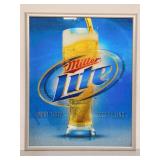 Wood Framed Miller Lite poster