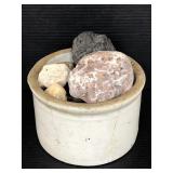 Lot of assorted rocks in stoneware pot