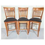 Three Nichols & Stone bar stools w/ backs