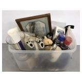 Tote of assorted household good