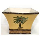 Pacific Rim hand painted ceramic palm tree planter