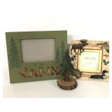 Cabin picture frames and tree decor