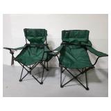 Two green Mac sports folding camp chairs