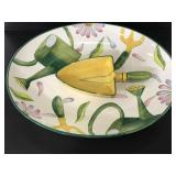 Handpainted ceramic chip and dip set