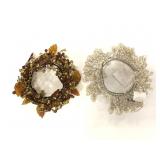 Two Pottery Barn beaded candle wreaths