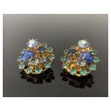 Pair of vintage blue Austrian crystal earrings