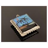 Vintage holographic double-sided pendant