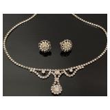 Vintage rhinestone necklace & earrings set