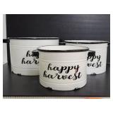 Three Happy Harvest enameled style bins