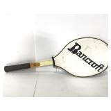 Vintage Bancroft wooden tennis racket with cover