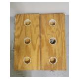 Wooden base ring throwing yard game
