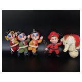 Vintage rubber-face circus ornaments collection